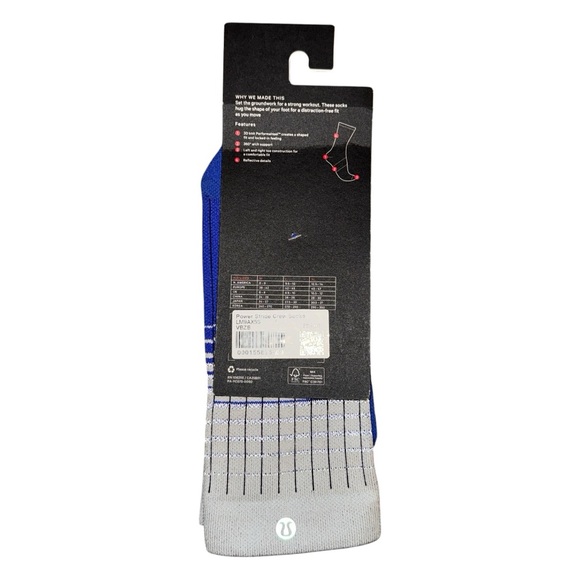 Lululemon Men’s Power Stride Crew Socks Size Large 9.5-12 VBZB - Picture 2 of 4